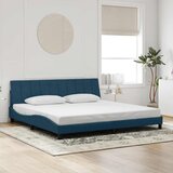  Okvir kreveta s LED-om bez madraca Hanko plavi 200 x 200 cm baršunasti | Eponuda.ba