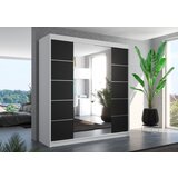 ADRK Klizni ormar s ogledalom DALMATIA 200 cm - BIJELA-CRNA | shoptok.hr