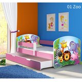 ACMA Dječji krevet s motivom, bočna roza + ladica 180x80 cm - 01 Zoo | shoptok.hr