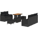 vidaXL 8-delni vrtni kavč set z blazinami črn poli ratan akacija, dvosedna vrtna sofa s shranjevanjem in blazinami črn poli ratan, 3-delni vrtni jedilni set z blazinami črn poli ratan akacija Cene