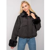 Fashion Hunters Women's black jacket with fur trim Cene