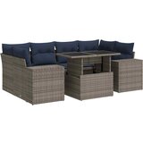  7-dijelni set vrtnih sofa poliratan i bagrem s jastucima sivi | shoptok.hr