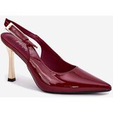 Boto Lacquered Stilettos With Open Heel And Pointed Toes Burgundy Rivori | shoptok.hr