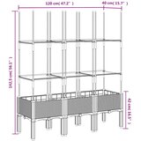  Vrtna sadilica s rešetkom crna 120 x 40 x 142,5 cm PP | shoptok.hr