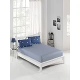 Set posteljine i 2 jastučnice Ucgen, 160x200+20 cm, Plavo-bijela