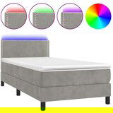  Box spring postelja z vzmetnico LED svetlo siva 80x200 cm žamet, (20724484) | Shoptok.si