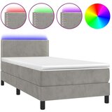  Box spring s madracem LED svjetlosivi 80x200 cm baršun | shoptok.hr