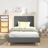  Krevet za djecu s uzglavljem Tamno siva 90 x 200 cm tkanina | shoptok.hr