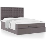 vidaXL Otomanski posteljni okvir z vzmetnico siv 140x200 cm um. usnje | Shoptok.si