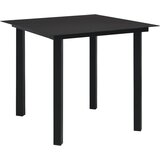 vidaXL Vrtna jedilna miza črna 80x80x74 cm jeklo in steklo Cene