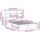 vidaXL Knjižna postelja brez ležišča bela 140x190 cm trdna borovina | Shoptok.si