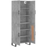 vidaXL Visoka komoda betonsko siva 69,5x34x180 cm inženirski les | Shoptok.si