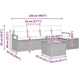  Vrtna sedežna garnitura 6 pcs Siva Poly ratan, (5000020080) | Shoptok.si