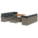  11-delni vrtni kavč set z oblazinjenjem siva poli ratan akacija | Shoptok.si