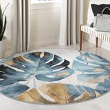 Mila Home modra pralna okrogla preproga ø 80 cm golden leaves – | Shoptok.si