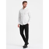 Ombre Men's SLIM FIT patterned cotton shirt - white | shoptok.hr