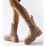 Gemre Beige ankle boots decorated with a chain Guglielmo | shoptok.hr