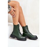 Boto PE2 Warm Women’s Worker Boots with Zipper Eco Leather Green Mailyra | Shoptok.si