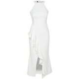 Trendyol White Flounce Detailed Evening Dress Cene