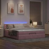  Otomanski krevet s madracem&LED ružičasti 180x200 cm baršunasti | shoptok.hr