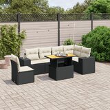 Maison Chic Seti vrtnega pohištva - Vrtna garnitura - Vrtni pohištvo set 7-delna z blazinami črn poli ratan, (21802133) | Shoptok.si