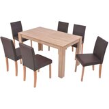 In 7-dijelni blagovaonski set od umjetne kože boja hrasta/smeđa | shoptok.hr