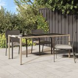  Vrtna miza bež 190x90x75 cm kaljeno steklo in poli ratan, (20665442) | Shoptok.si