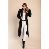 Fenzy Elegantan Kaput S Detaljima Od Umjetne Kože, Crni | shoptok.hr