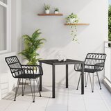 vidaXL 3-delni vrtni jedilni set črnega poli ratana | Shoptok.si