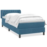 vidaXL Box spring postelja z vzmetnico temno modra 100x210 cm žamet, (22011054) Cene