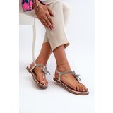 EVENTO Women's Flat Sandals With Decorative Flower Silver Edoni | Shoptok.si
