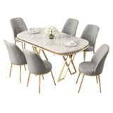 Hanah home set trpezarijski sto i 6 stolica lai white gold grey | ePonuda.com