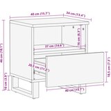  Noćni ormarić 40 x 34 x 46 cm od masivnog drva manga | shoptok.hr