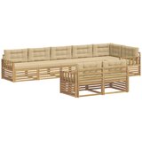 vidaXL Zunanja garnitura za sedenje 8 pcs Bela in bež Poliester, (5000282406) | Shoptok.si