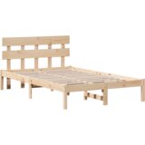vidaXL Posteljni okvir z naslonom 135x190 cm trd les bor | Shoptok.si