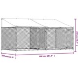  Pasji boks s streho in vrati siv 4x2x2 m pocinkano jeklo | Shoptok.si