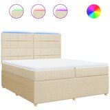 vidaXL Box spring postelja z vzmetnico krem 200x200 cm blago, (21306738) | Shoptok.si