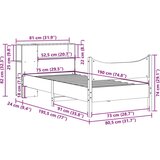  Okvir kreveta bez madraca bijeli 75 x 190 cm masivna borovina | shoptok.hr