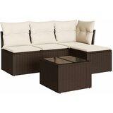 5-dijelni set vrtnih sofa s jastucima poliratan smeđi | shoptok.hr