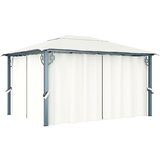 vidaXL Paviljon z zaveso 400x300 cm krem aluminij Cene