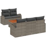 vidaXL 6-dijelni vrtni sofa set s jastučićima sivi poly ratan akacija, 2-sjedni vrtni sofa s skladištem i jastučićima sivi poly ratan Cijene