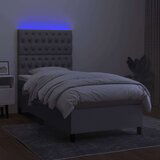  Box spring postelja z vzmetnico LED svetlo siva 80x200 cm blago, (20789634) | Shoptok.si
