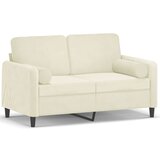 Maison Chic kavč - Sofa - Kanape dvosed z okrasnimi blazinami krem 120 cm žamet, (21727869) | Shoptok.si