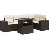  6-dijelni set vrtnih sofa od poliratana s jastucima smeđi | shoptok.hr