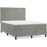 Maison Chic Box spring postelja - Vzmetna postelja z vzmetnico svetlo siv 140x190 cm žamet SL2981, (21903910) | Shoptok.si
