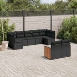 vidaXL 9-dijelni set vrtnih sofa s jastucima crni od poliratana | shoptok.hr