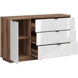XORA komoda, barve hrasta, bela, visoki sijaj | Shoptok.si