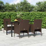  5-dijelni vrtni blagovaonski set s jastucima smeđe-crni | shoptok.hr