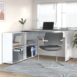 vidaXL Kotna pisalna miza visok sijaj bela inženirski les | Shoptok.si