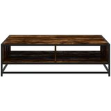 vidaXL Klubska mizica dimljeni hrast 100x100x30 cm inž. les in kovina | Shoptok.si